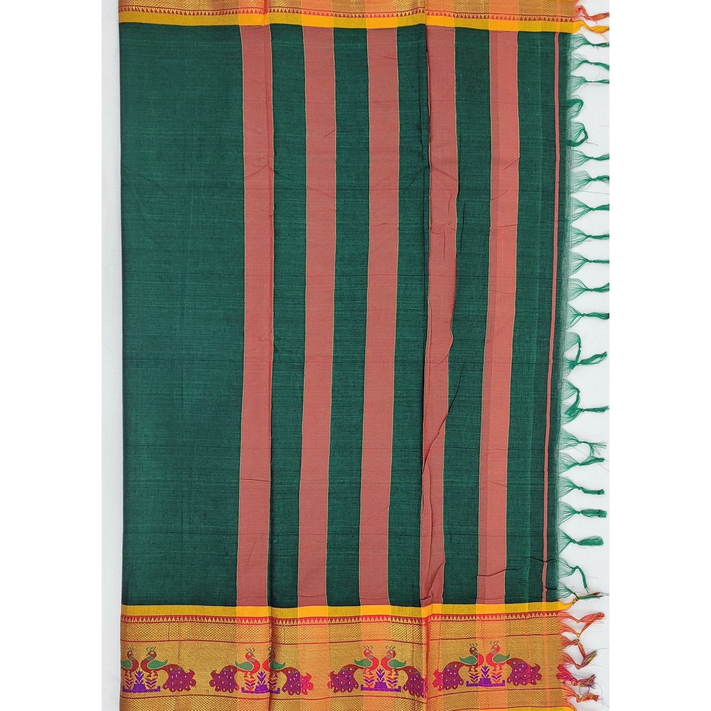 Narayanpet pure cotton zari border saree - Vinshika