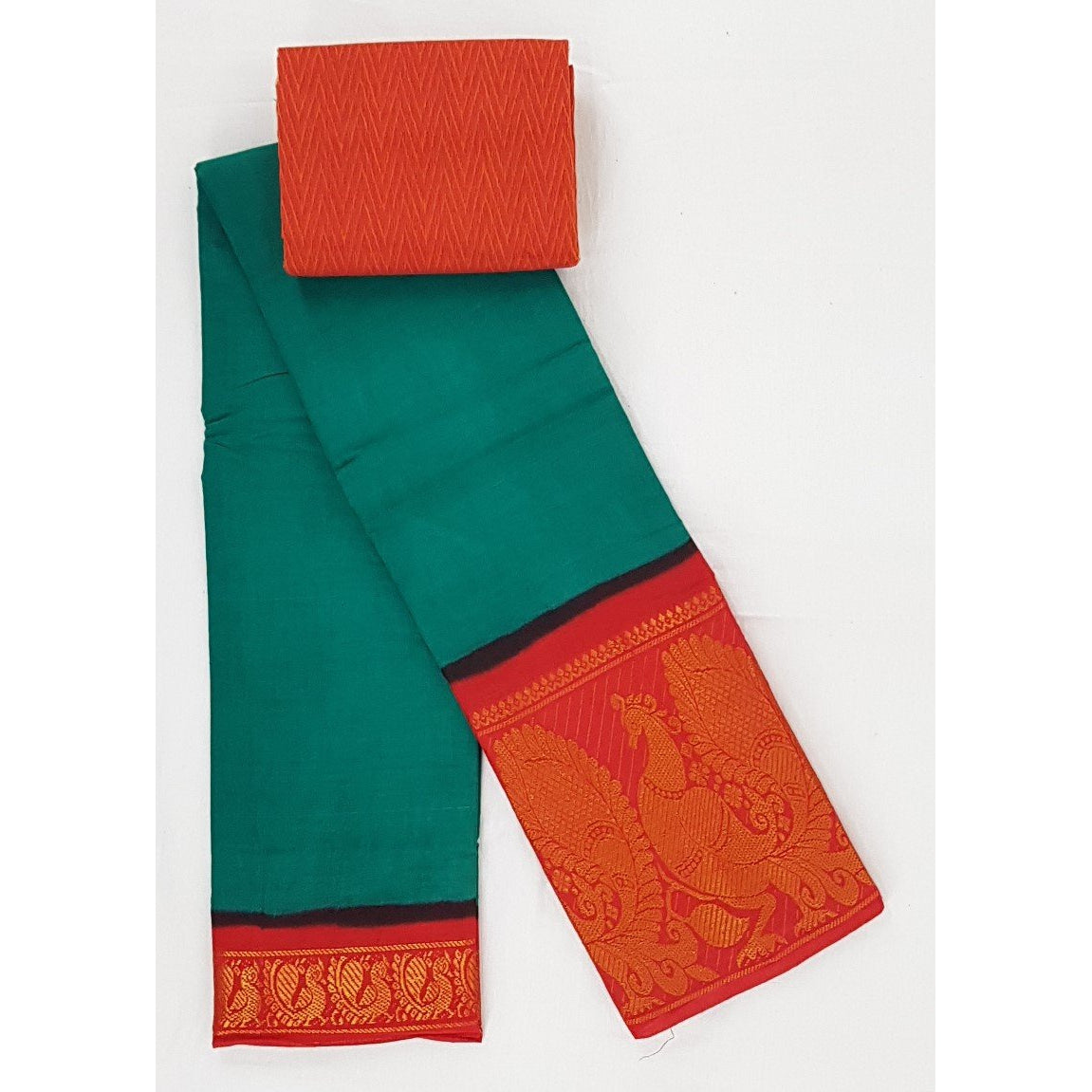 Madhurai Sungudi big border pure cotton saree paired with blouse - Vinshika
