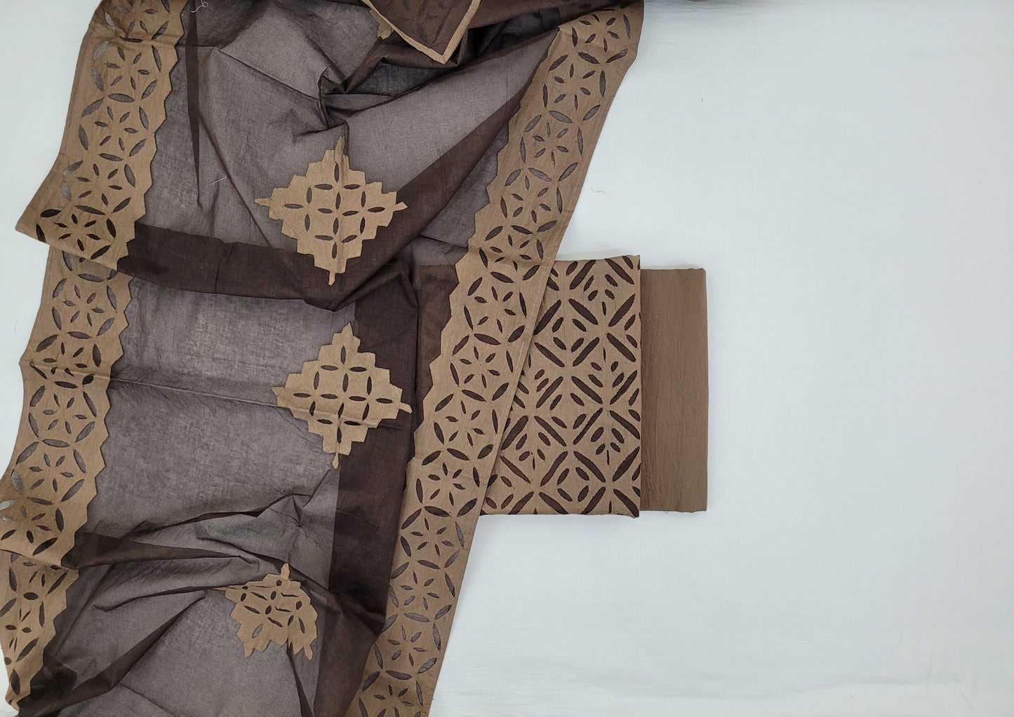 Chocolate Color Applique Cut work Cotton Salwar Set - Vinshika