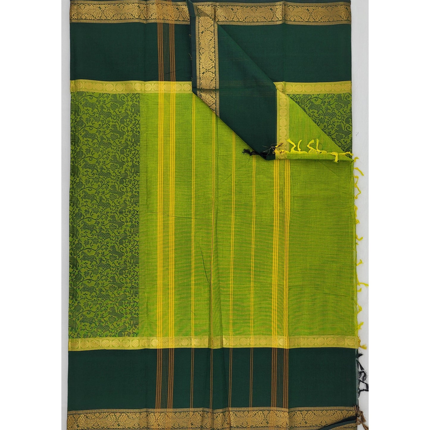 Green Color Vanasingaram Kanchi Cotton Saree - Vinshika