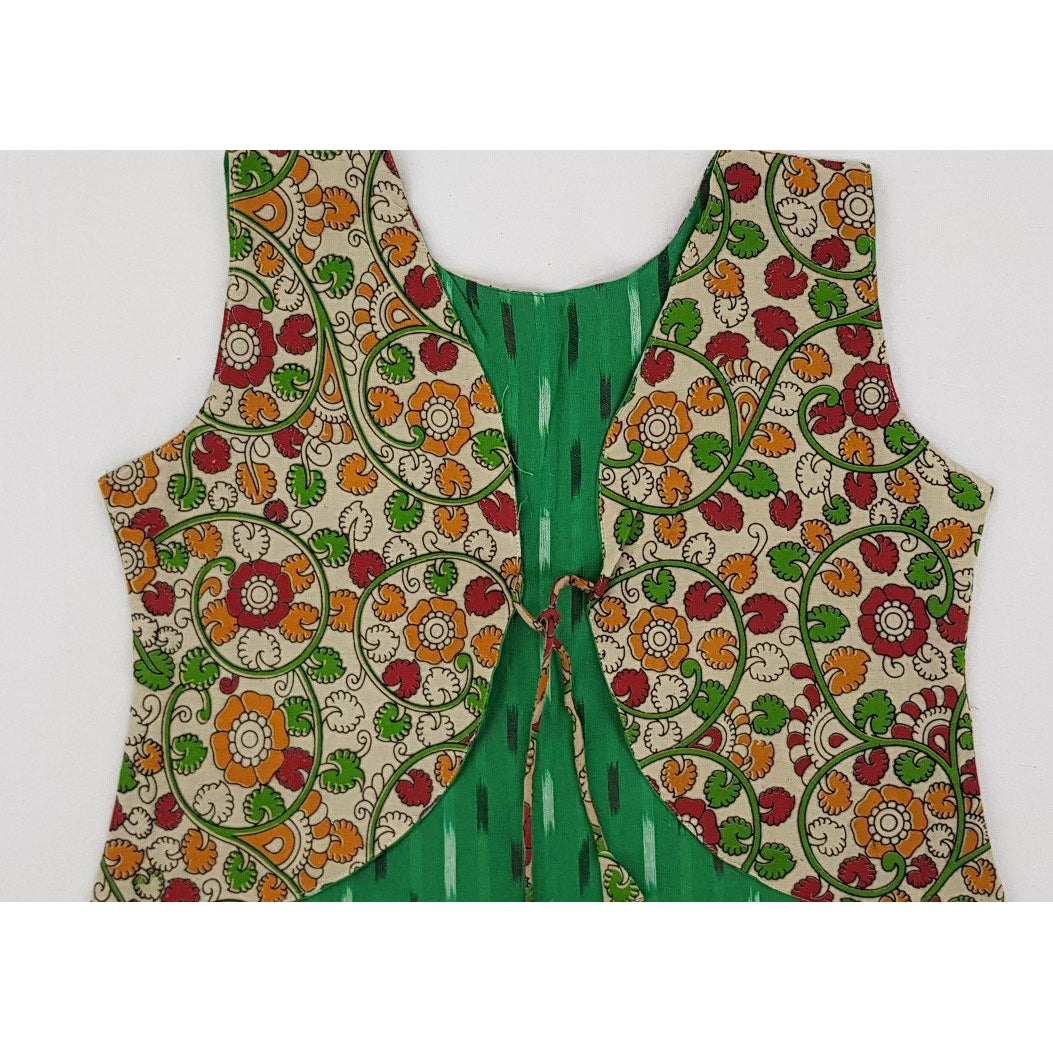 Kalamkari and Ikat Reversible Women’s Waist Coat - Vinshika