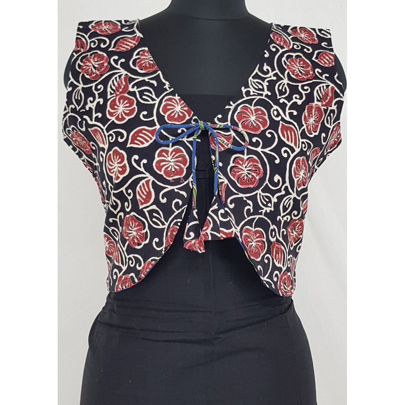Bagru and Kalamkari Reversible Women’s Waist Coat - Vinshika
