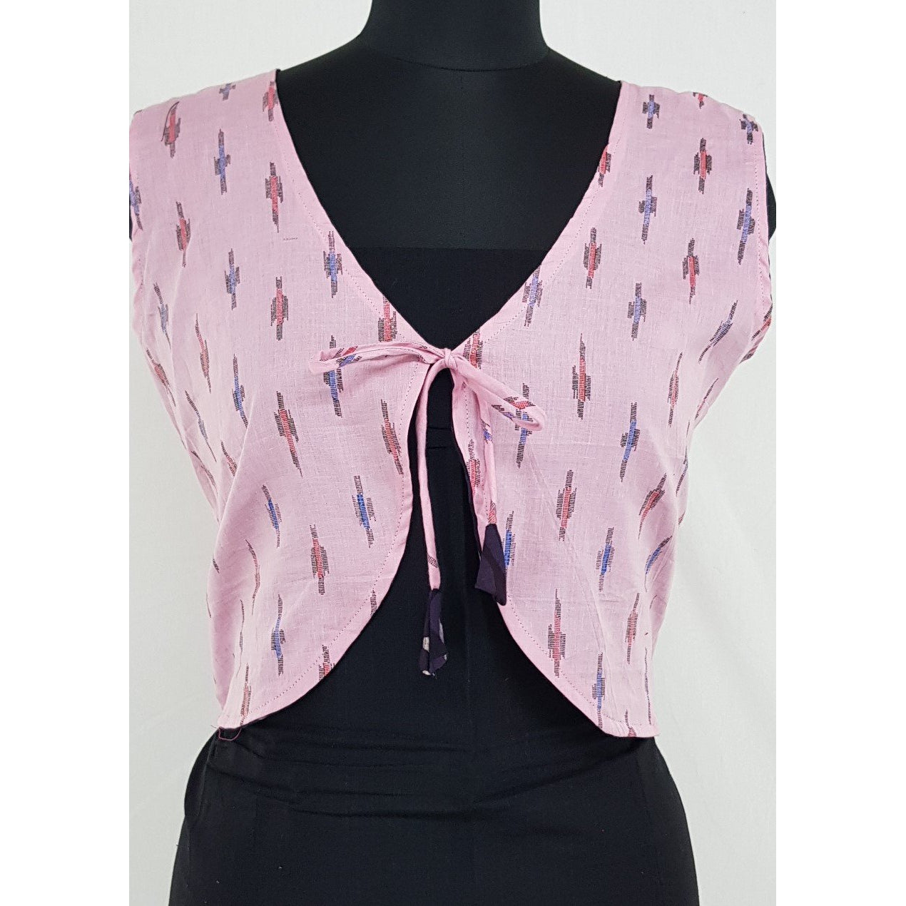 Bagru and Ikat print Reversible Women’s Waist Coat - Vinshika