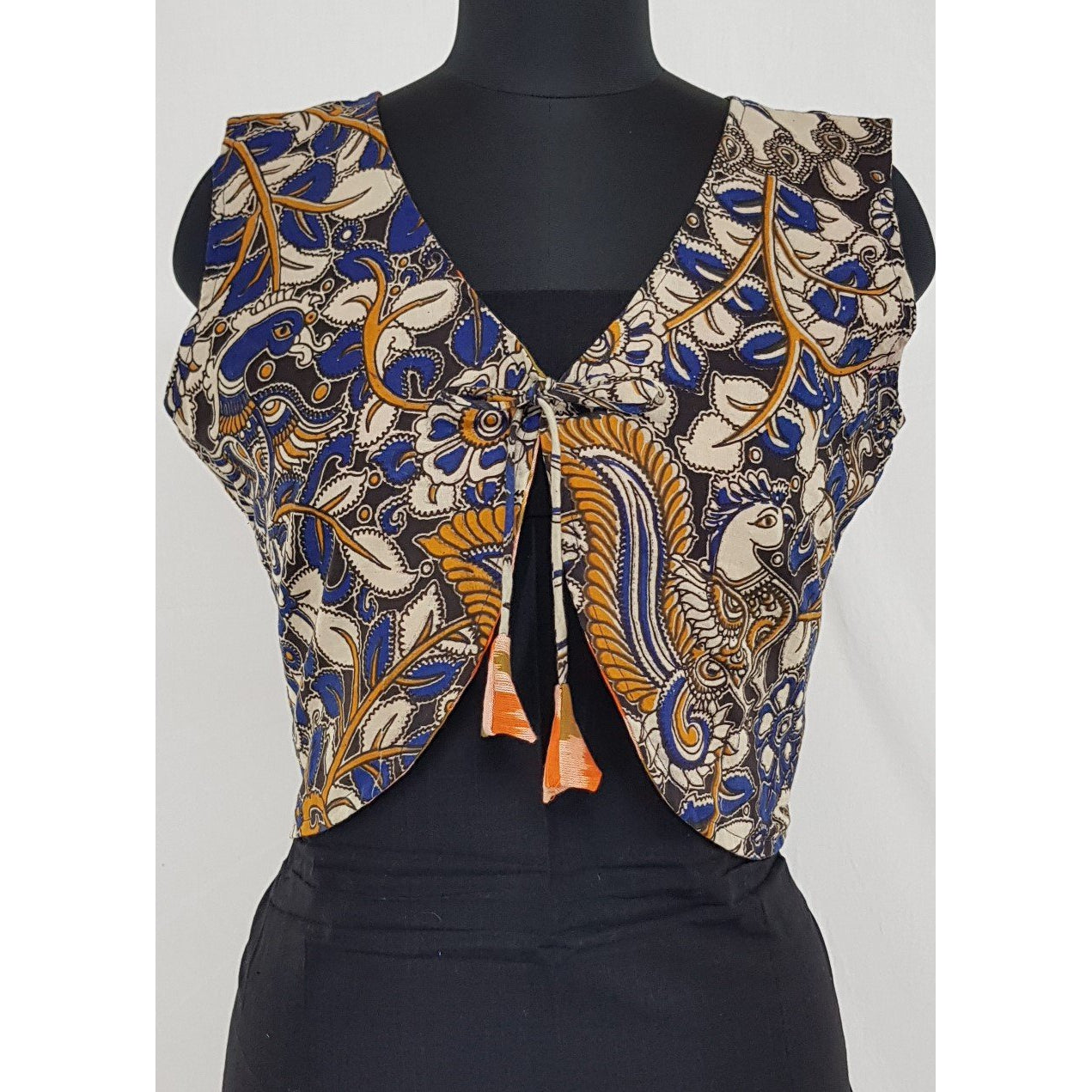 Kalamkari and Ikat Reversible Women’s Waist Coat - Vinshika