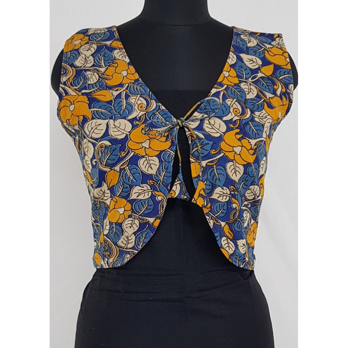 Kalamkari and Ikat Reversible Women’s Waist Coat - Vinshika