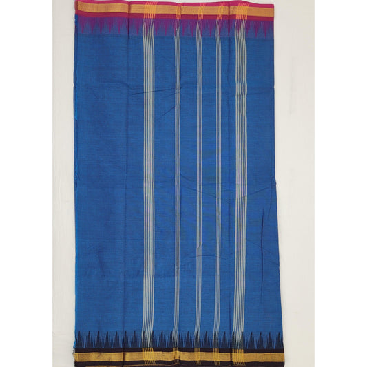 Blue Color Chettinadu Pure Cotton Saree - Vinshika