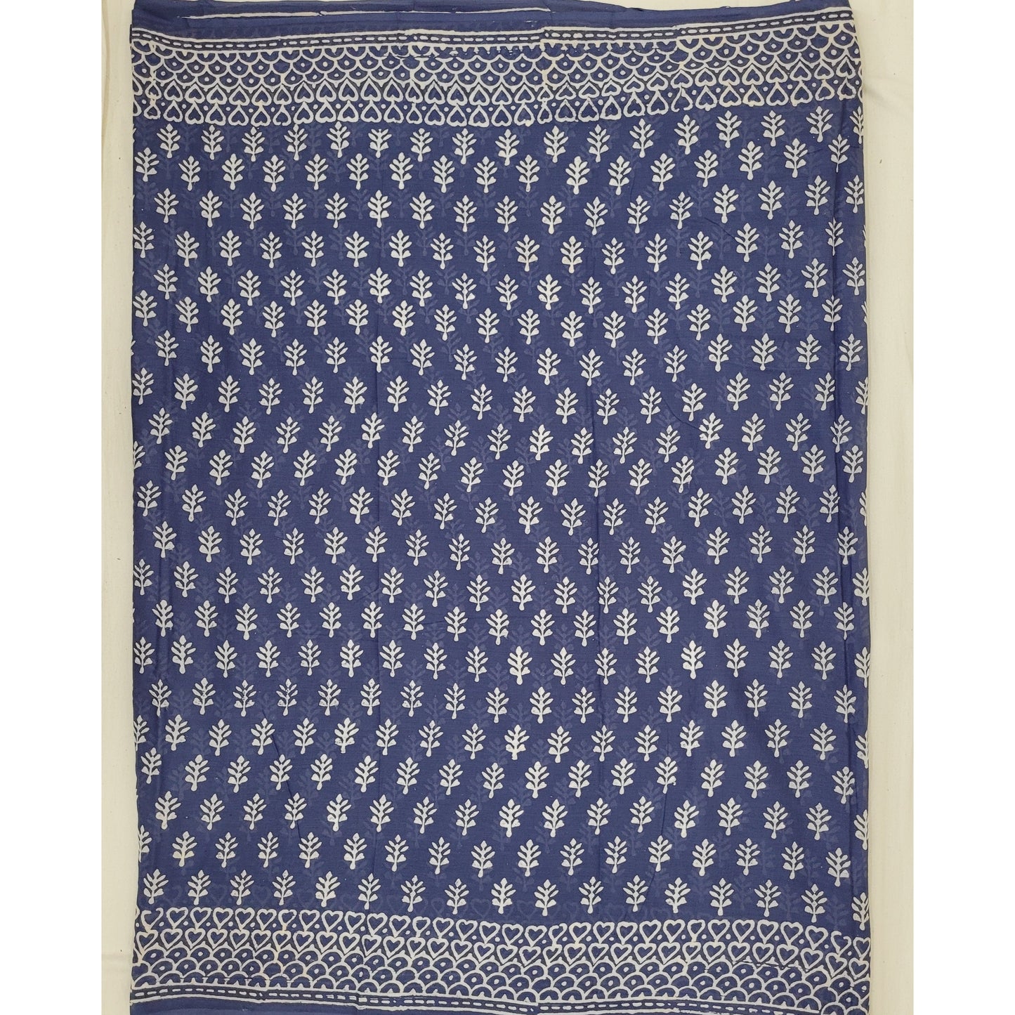 Hand Block Printed Bagru mul mul cotton saree with printed blouse - Vinshika
