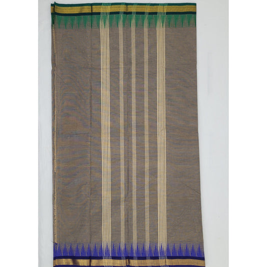 Steel Grey Color Chettinadu Pure Cotton Saree - Vinshika