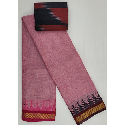 Light Pink Color Chettinadu Pure Cotton Saree - Vinshika