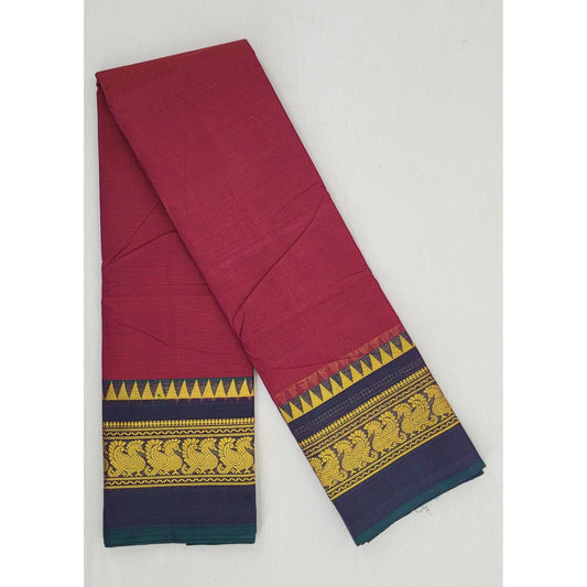 Bubble Gum Color Chettinadu Pure Cotton Saree - Vinshika