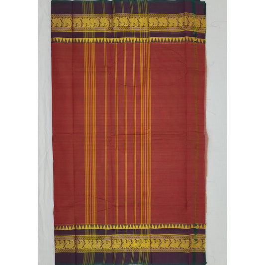 Scarlet Color Chettinadu Pure Cotton Saree - Vinshika