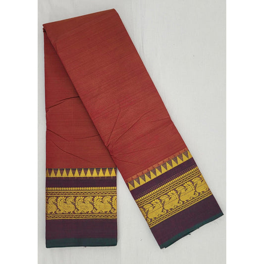 Scarlet Color Chettinadu Pure Cotton Saree - Vinshika