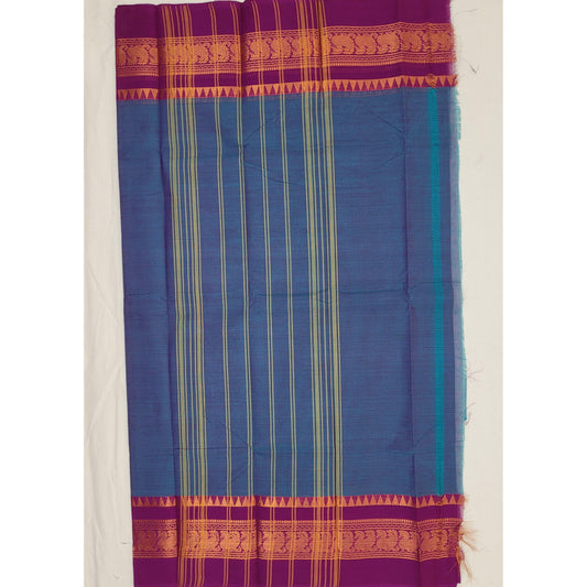 Blue Color Chettinadu Pure Cotton Saree - Vinshika