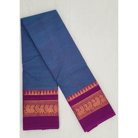Blue Color Chettinadu Pure Cotton Saree - Vinshika