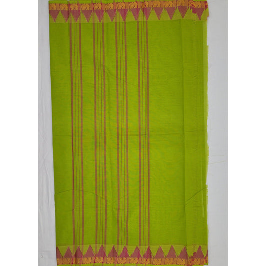 Parrot Green Color Chettinadu Pure Cotton Saree - Vinshika