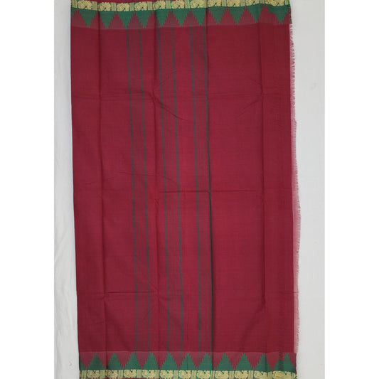 Maroon Color Chettinadu Pure Cotton Saree - Vinshika