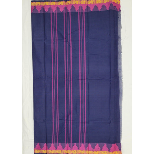Navy Blue Color Chettinadu Pure Cotton Saree - Vinshika