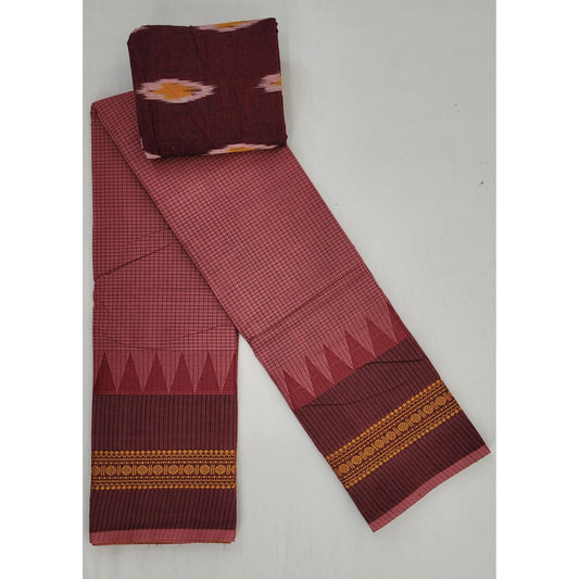 Blush Color Chettinadu Pure Cotton Saree - Vinshika