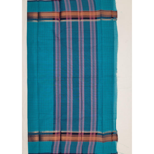 Blue Color Chettinadu Pure Cotton Saree - Vinshika