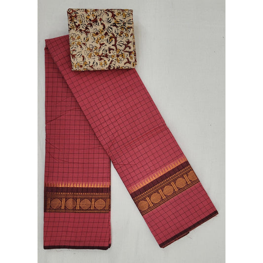 Peach Color Chettinadu Pure Cotton Saree - Vinshika