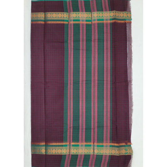 Grape Wine Color Chettinadu Pure Cotton Saree - Vinshika