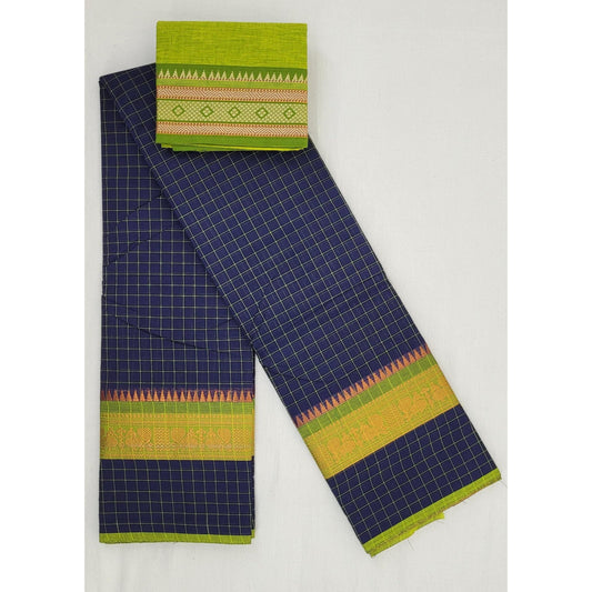 Royal Blue Color Chettinadu Pure Cotton Saree - Vinshika
