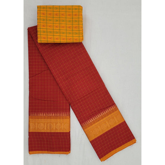 Alphonso Color Chettinadu Pure Cotton Saree - Vinshika
