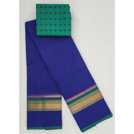 Ink Blue Color Chettinadu Pure Cotton Saree - Vinshika