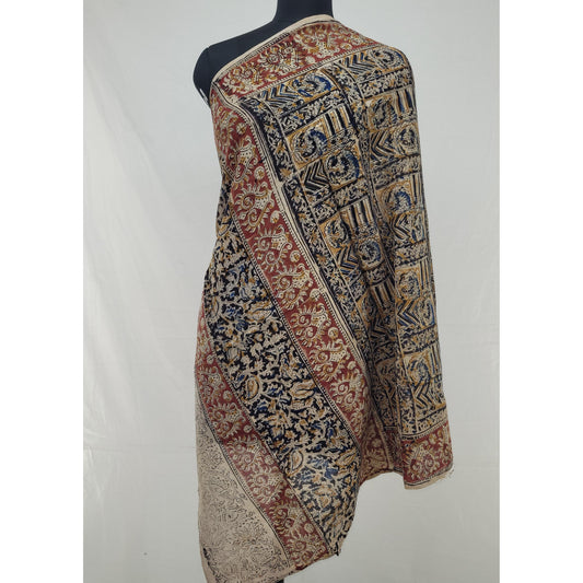 Hand Block Printed Kalamkari Cotton Dupatta - Vinshika