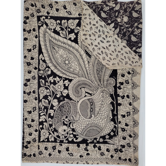 Handprinted Kalamkari Cotton saree - Vinshika