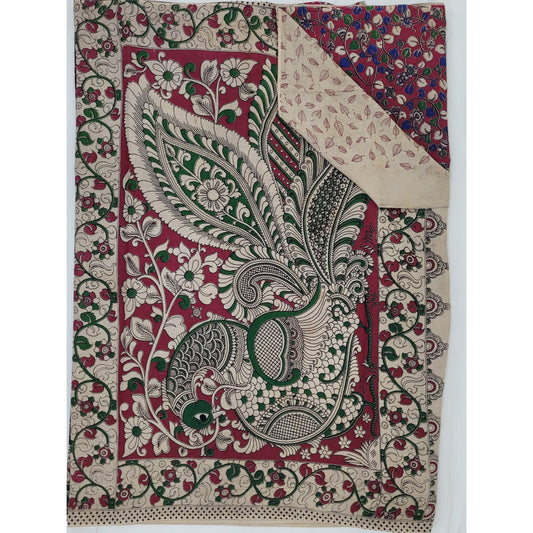 Handprinted Kalamkari Cotton saree - Vinshika