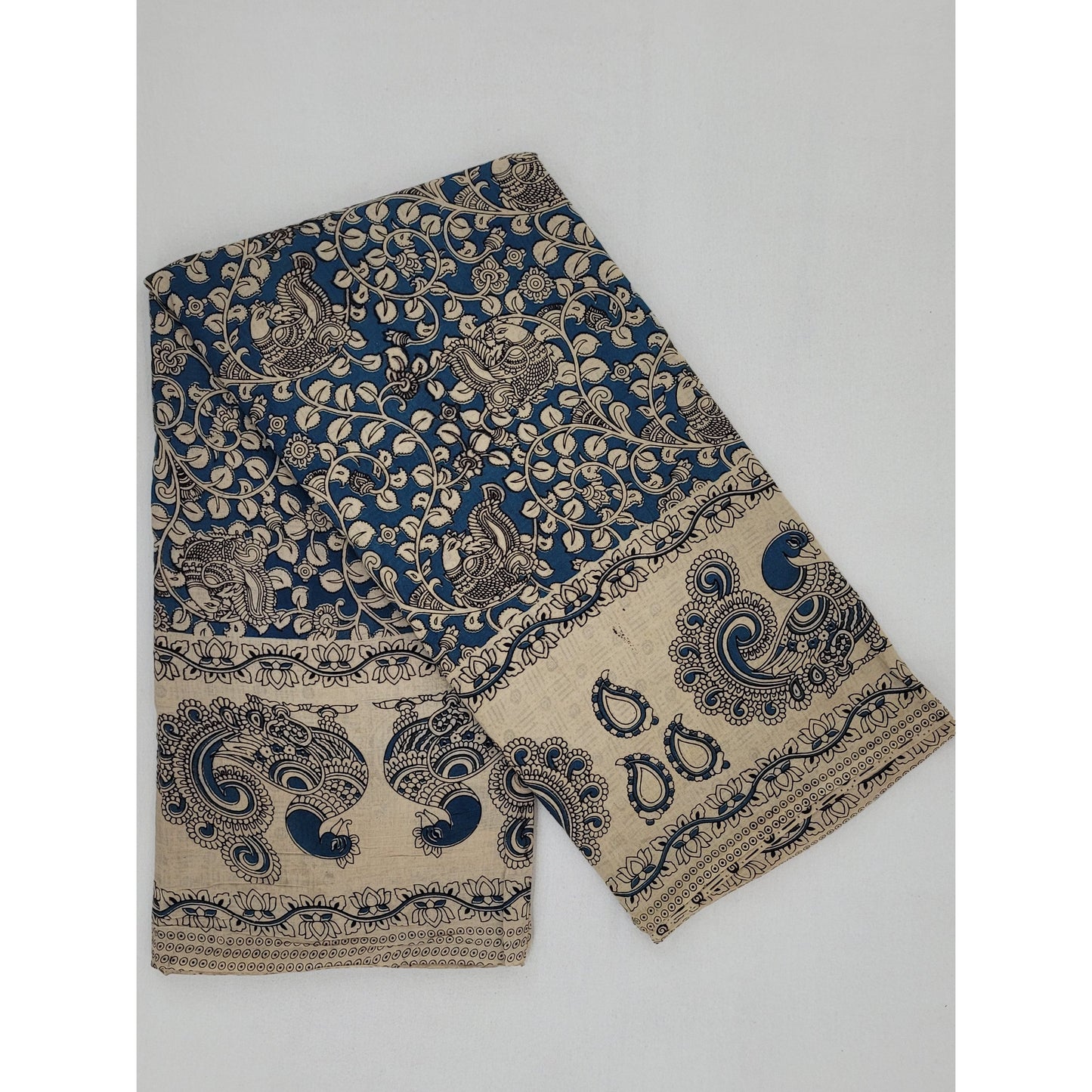 Handprinted Kalamkari Cotton saree - Vinshika