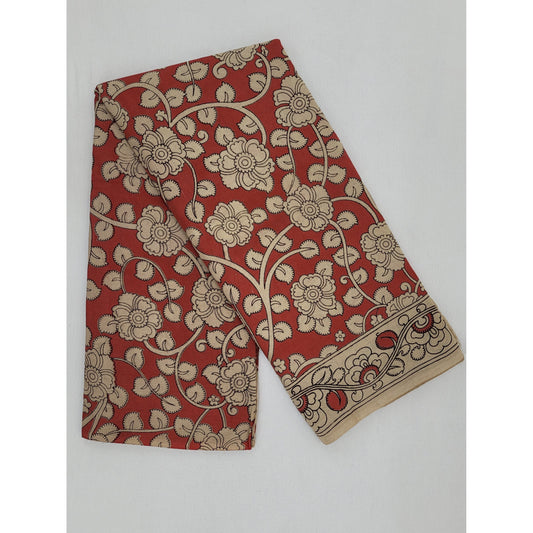 Handprinted Kalamkari Cotton saree - Vinshika