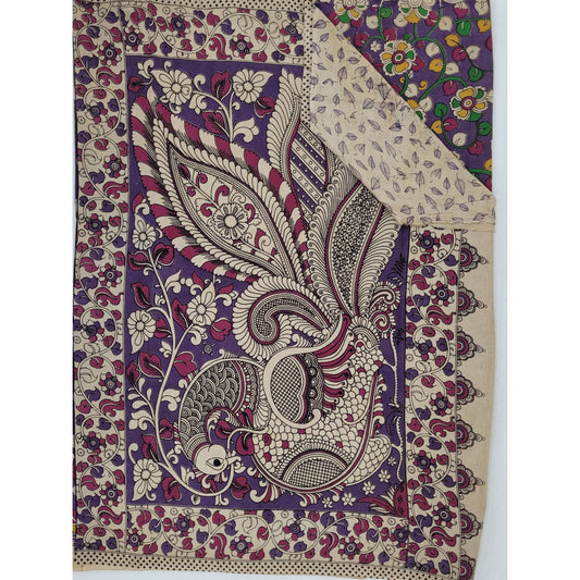 Handprinted Kalamkari Cotton saree - Vinshika