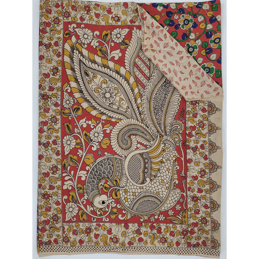 Handprinted Kalamkari Cotton saree - Vinshika