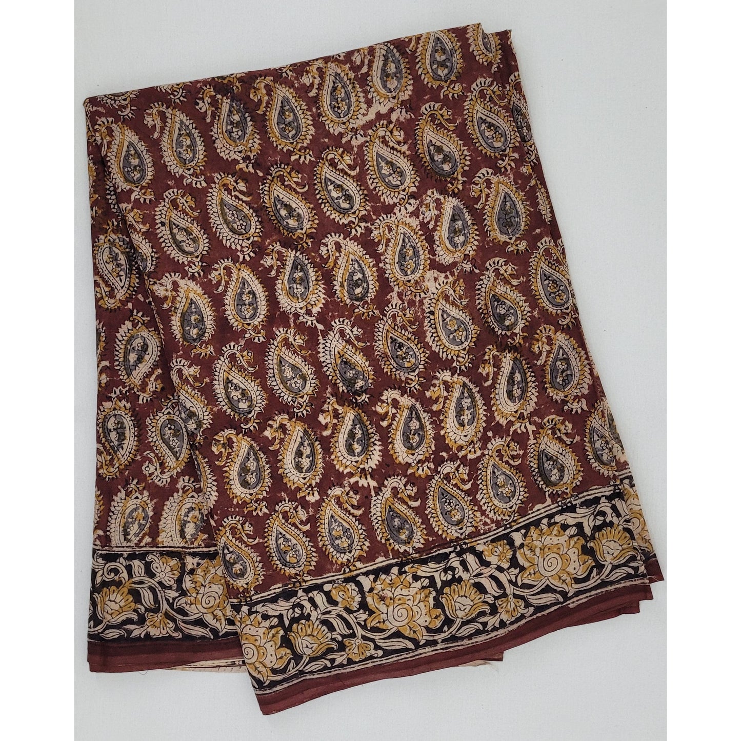 Hand Block printed Kalamkari cotton saree - Vinshika
