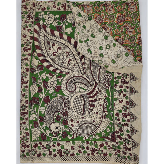 Handprinted Kalamkari Silk saree - Vinshika