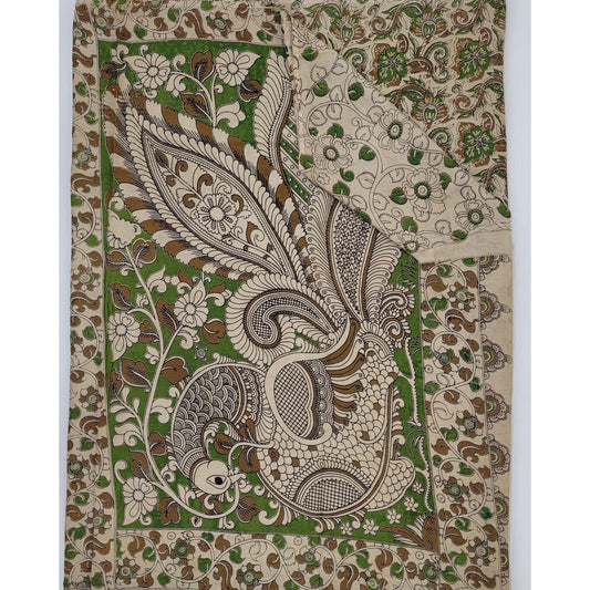 Handprinted Kalamkari Silk saree - Vinshika