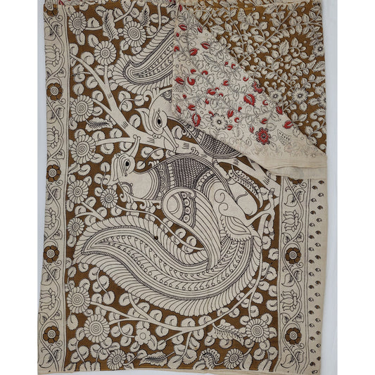 Handprinted Kalamkari Silk saree - Vinshika