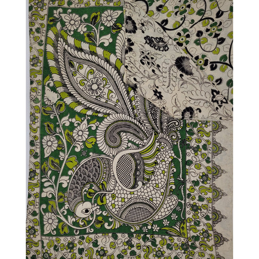 Handprinted Kalamkari Silk saree - Vinshika