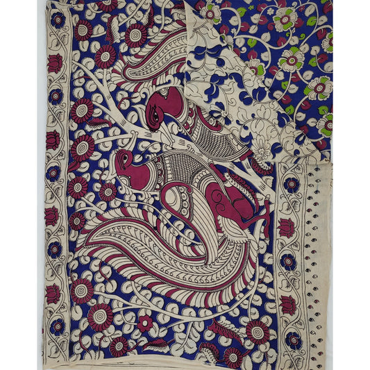 Handprinted Kalamkari Silk saree - Vinshika