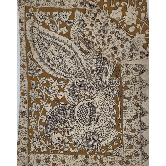Handprinted Kalamkari Silk saree - Vinshika
