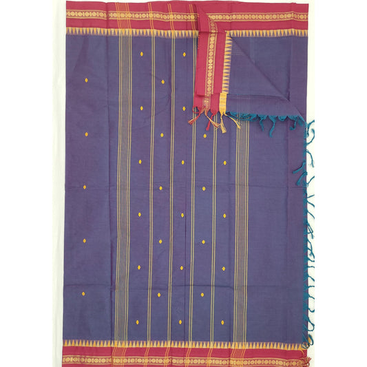 Purple Color Kanchi Cotton Saree Allover Buttis with Zari Border - Vinshika
