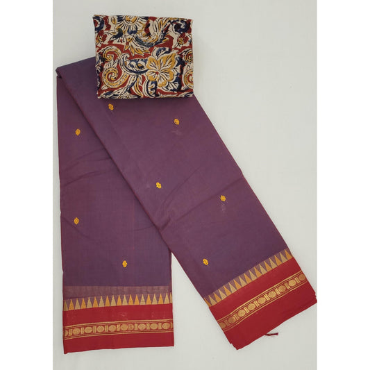 Falsa Color Kanchi Cotton Saree Allover Buttis with Zari Border - Vinshika