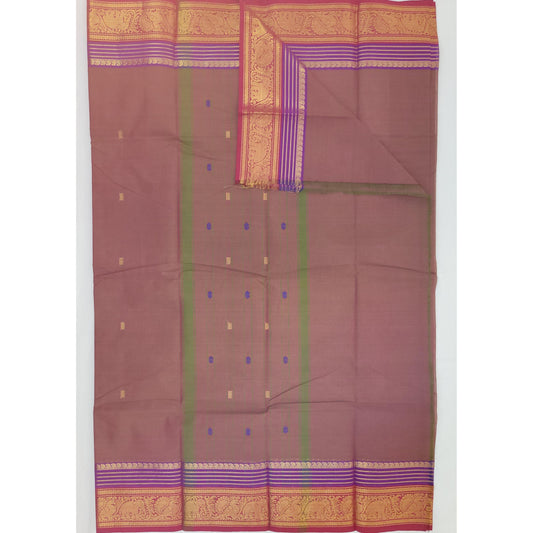Parry Red and Purple Color Kanchi Cotton Saree Allover Buttis with Zari Border - Vinshika