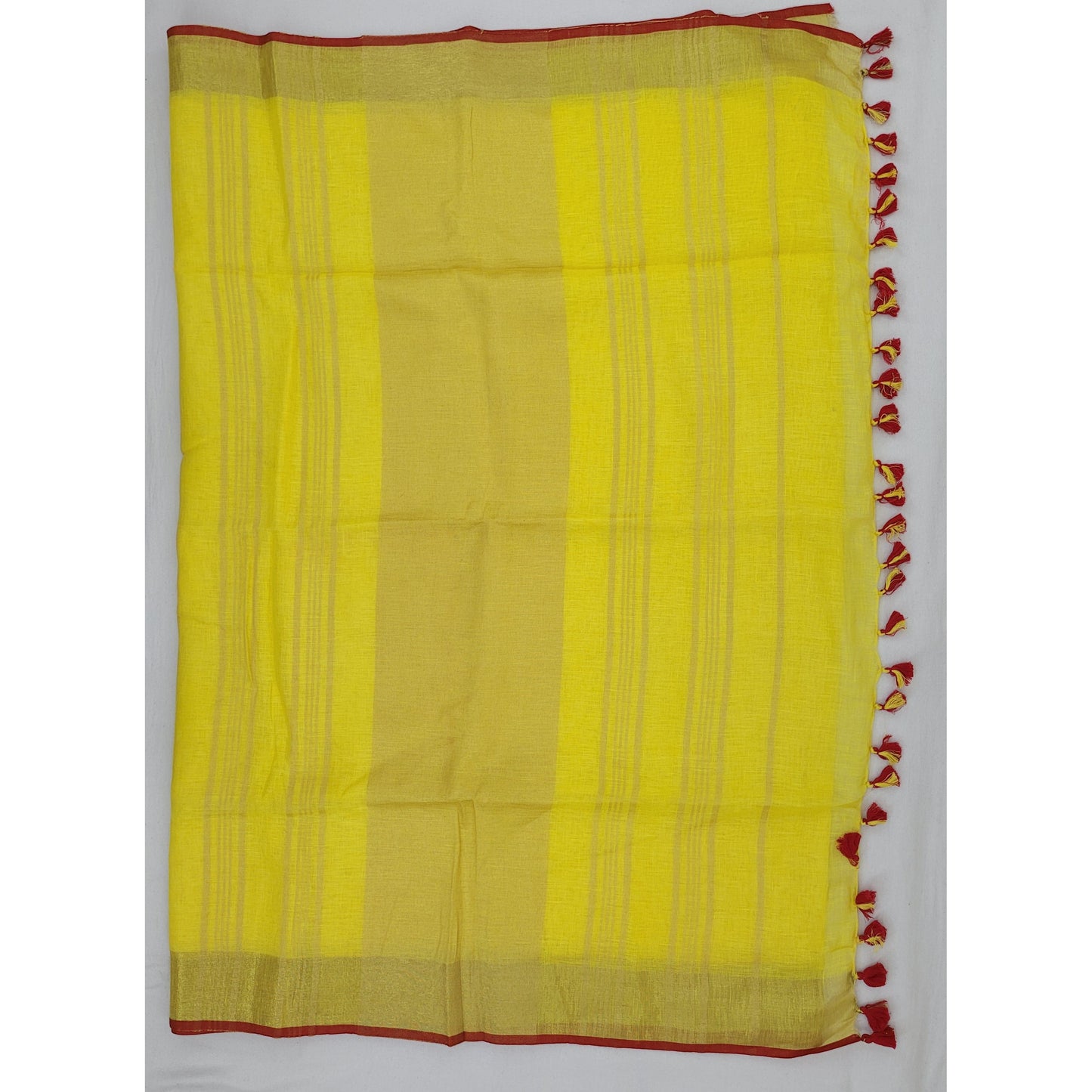 Yellow color handwoven Premium Linen Saree with blouse - Vinshika