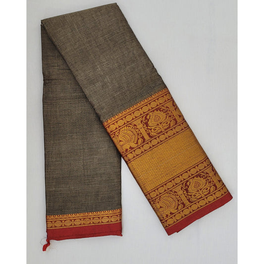 Capers Color Narayanpet pure cotton large zari border saree - Vinshika