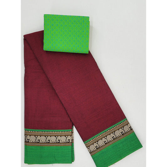 Narayanpet pure cotton thread border saree - Vinshika