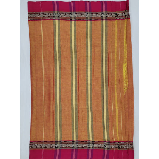 Narayanpet pure cotton thread border saree - Vinshika