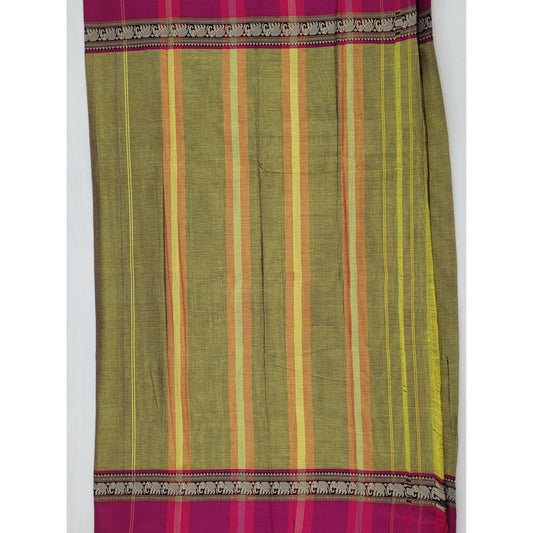 Narayanpet pure cotton thread border saree - Vinshika